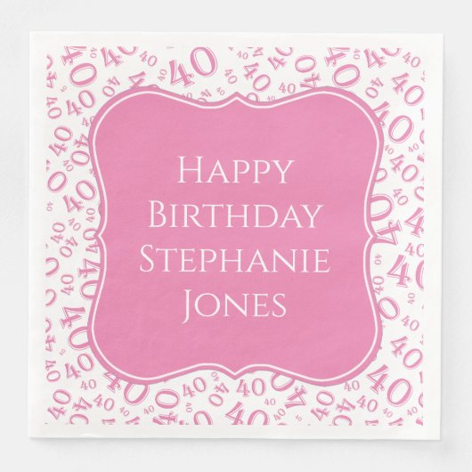 40th誕生日ピンク/白ランダムパターン40 (正面)