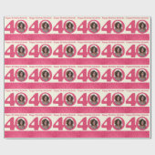 40th誕生日フォトおもしろいクリームピンク包装 ラッピングペーパー (フラット)