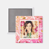 40th誕生日フォトピンク植物学 マグネット (正面/裏面)