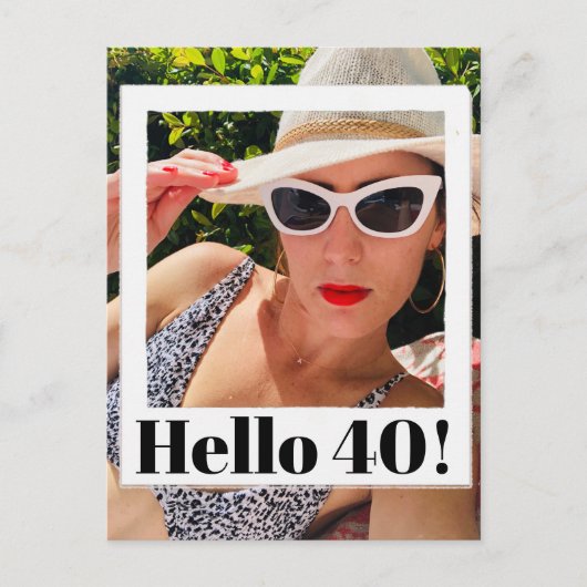 40th誕生日フォトフレームモダンシック ポストカード (正面)