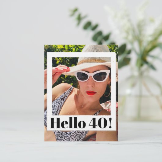 40th誕生日フォトフレームモダンシック ポストカード (スタンド正面)