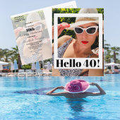 40th誕生日フォトフレームモダンシック ポストカード