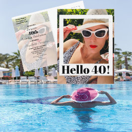 40th誕生日フォトフレームモダンシック ポストカード