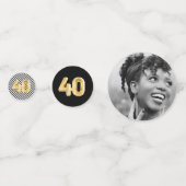 40th誕生日フォト白黒金ゴールドパーティーコンフェット コンフェッティ (正面)