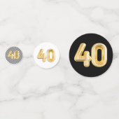 40th誕生日フォト白黒金ゴールドパーティーコンフェット コンフェッティ (裏面)