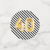 40th誕生日フォト白黒金ゴールドパーティーコンフェット コンフェッティ (スモール正面)