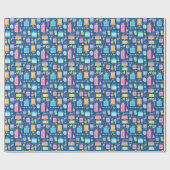 40th誕生日フローラケーキバルーン帽子プレゼント ラッピングペーパー (フラット)