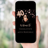 40th誕生日ブラックバラ金ゴールドフォトスター歓迎 ポスター