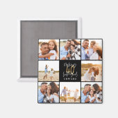 40th誕生日ブラック金ゴールド写真コラージュ マグネット (正面/裏面)