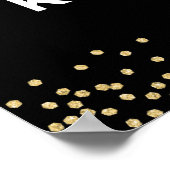 40th誕生日ブラック金ゴールド写真パーティー ポスター (角)