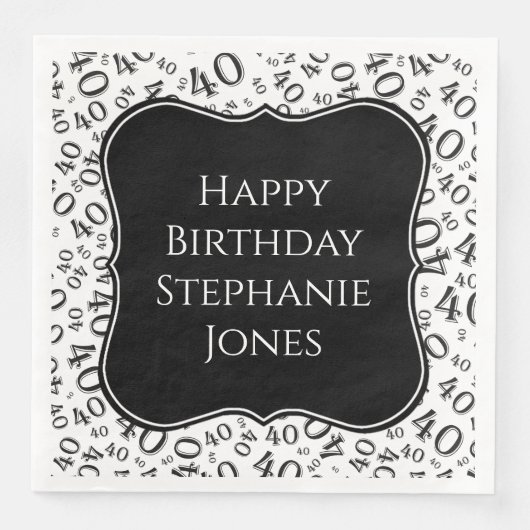 40th誕生日ブラック/ホワイトランダムパターン40 (正面)