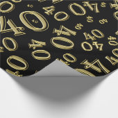 40th誕生日ブラック/金ゴールド乱数パターン40 ラッピングペーパー (角)