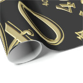 40th誕生日ブラック/金ゴールド乱数パターン40 ラッピングペーパー (ロールコーナー)