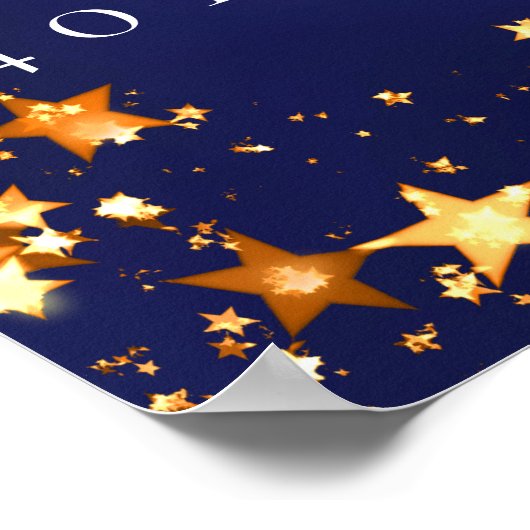 40th誕生日ブルー金ゴールド星写真ようこそ ポスター (角)