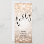 40th誕生日メニューバラ金ゴールドグリッターライト 招待状 (正面)