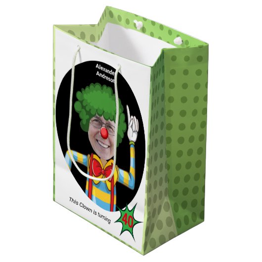 40th誕生日メンズニューおもしろいピエロ叙事詩アメージング ミディアムペーパーバッグ (正面アングル)