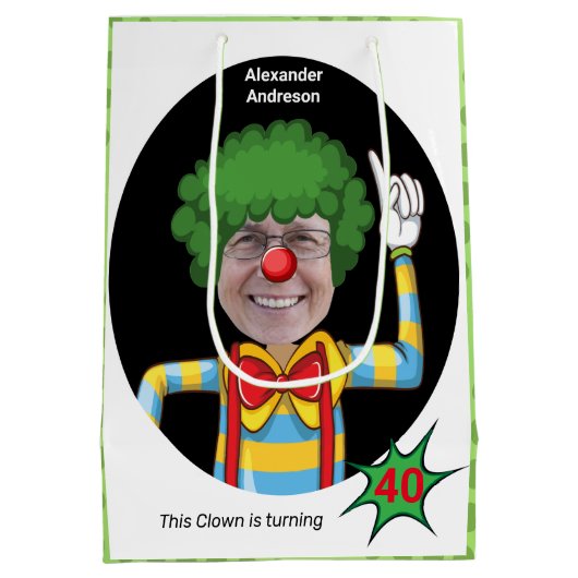 40th誕生日メンズニューおもしろいピエロ叙事詩アメージング ミディアムペーパーバッグ (裏面)