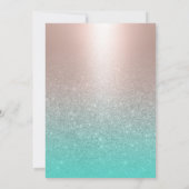 40th誕生日モダン赤面バラ金ゴールドアクアティール(緑がかった色) 招待状 (裏面)