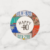 40th誕生日レトロライセンスプレート コンフェッティ (スモール正面)