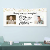 40th誕生日レトロ金ゴールドストリングライト2写真 横断幕 (トレードショー)