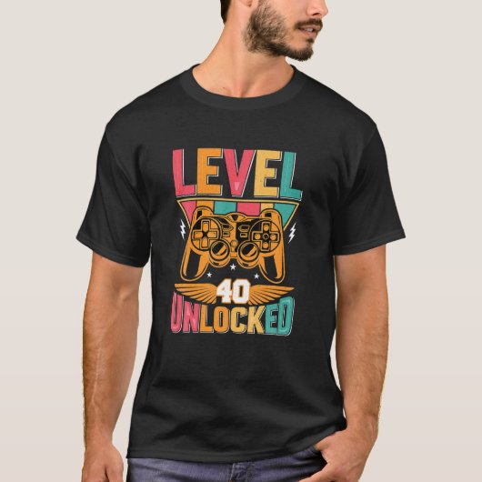 40th誕生日レベル40のロック解除 – おもしろい tシャツ (正面)