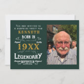 40th誕生日ヴィンテージ緑の金ゴールド追加の名前の年 招待状 (正面)