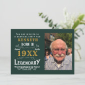 40th誕生日ヴィンテージ緑の金ゴールド追加の名前の年 招待状 (スタンド正面)