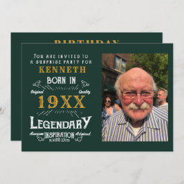 40th誕生日ヴィンテージ緑の金ゴールド追加の名前の年 招待状