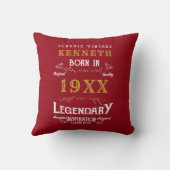 40th誕生日ヴィンテージ赤金ゴールド追加の名前の年 クッション (裏面)