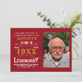 40th誕生日ヴィンテージ赤金ゴールド追加の名前の年 招待状 (スタンド正面)