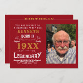 40th誕生日ヴィンテージ赤金ゴールド追加の名前の年 招待状 (正面/裏面)