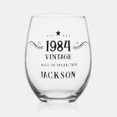 40th誕生日ヴィンテージ1984 ステムなしワイングラス (正面)