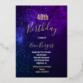 40th誕生日夕べスカイアストラル金ゴールドスターズパープル 箔招待状 (裏面)