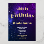 40th誕生日夕べスカイアストラル金ゴールドスターズパープル 箔招待状 (裏面)