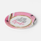 40th誕生日抽象芸術ピンク金ゴールドブラックレトロおもしろい ペーパープレート (アングル)