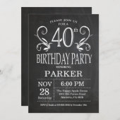 40th誕生日招待状シャルボードフローラ 招待状 (正面/裏面)