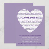 40th誕生日招待状タイポグラフィスウィート 招待状 (正面/裏面)