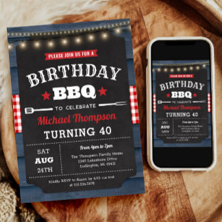 40th誕生日招待状 – バーベキューパーティー 招待状