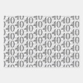 40th誕生日白黒タイポグラフィ番号 ラッピングペーパーシート (正面3)