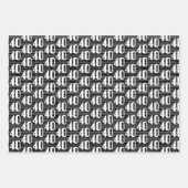 40th誕生日白黒タイポグラフィ番号 ラッピングペーパーシート (正面)