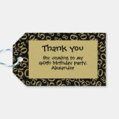 40th誕生日金ゴールド/ブラックナンバーパターン ギフトタグ (裏面横)