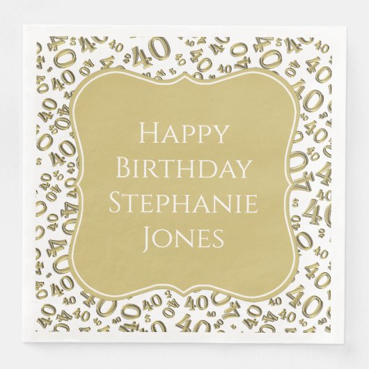 40th誕生日金ゴールド/ホワイトランダムパターン40 (正面)