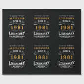 40th誕生日1981伝説的パーソナライズされたレトロ ラッピングペーパー (フラット)