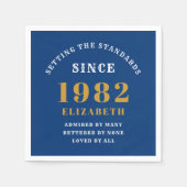 40th誕生日1982シックエレガント金ゴールドブルー スタンダードカクテルナプキン (正面)