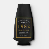 40th誕生日1982名シックエレガントブラック金ゴールド ボトルクーラー (正面)