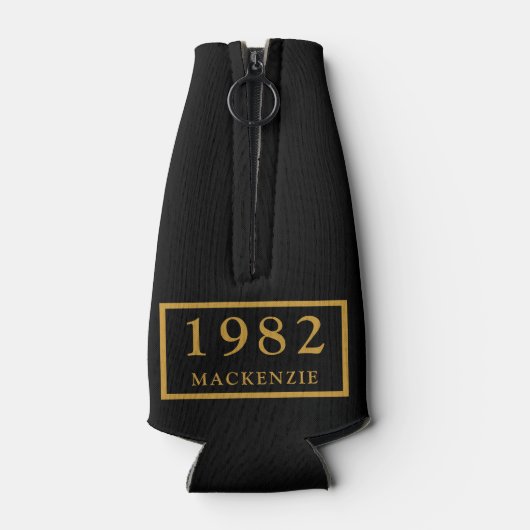 40th誕生日1982名シックエレガントブラック金ゴールド ボトルクーラー (裏面)