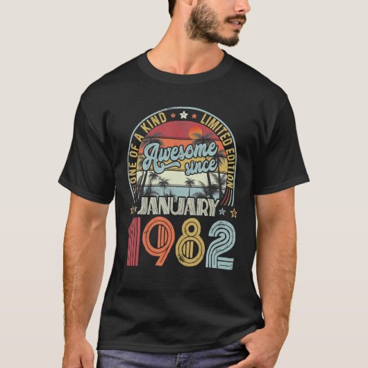 40th誕生日1982年1月デコレーションメンズウィメンズ40 tシャツ (正面)
