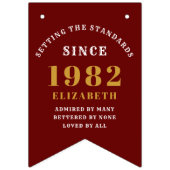 40th誕生日1982赤い金ゴールド名シック バンティングフラッグ (第1の旗)