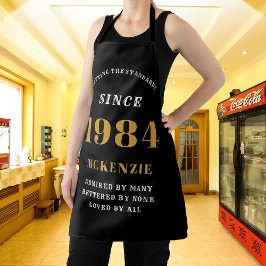 40th誕生日1984名シックエレガントブラック金ゴールド エプロン