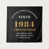 40th誕生日1984黒エレガント金ゴールドシック タペストリー (正面)